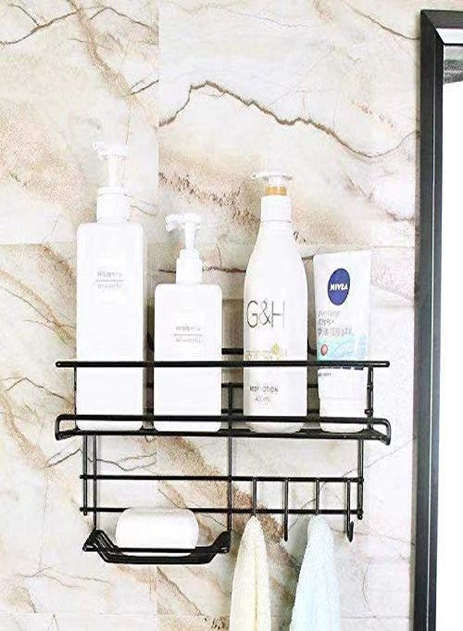 DENSITY COLLECTION Self-Adhesive Shower Shelf Soap with Hooks - Rustproof Bathroom Shower Caddy Storage Organizer - Stainless Steel Shower Rack Basket for Shampoo Soap Razor (Black) - Image 3